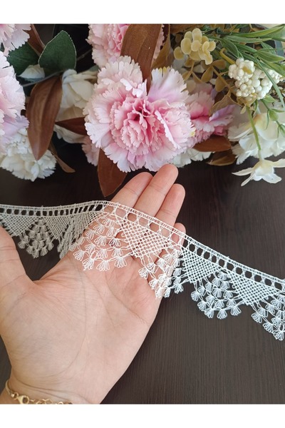 Misue Handmade Αξεσουάρ δαντέλας γκουπέρ με εμφάνιση βελονιάς, γκουπέρ γαλλική δαντέλα, διακοσμητικό κρεμ λωρίδας με κεντήματα (1 μέτρο)