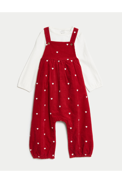 Marks & Spencer 2’li Kadife Kalp Nakışlı Takım (0-3 Yaş)