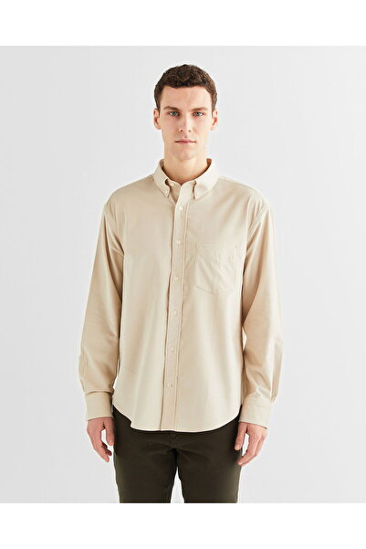 Gant Men's Beige Relaxed Fit Buttoned Collar Shirt