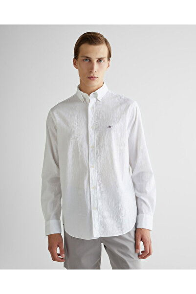 Gant Men's White Regular Fit Button Collar Shirt
