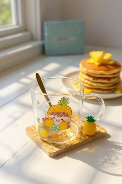 mug كوب زجاجي على شكل أناناس