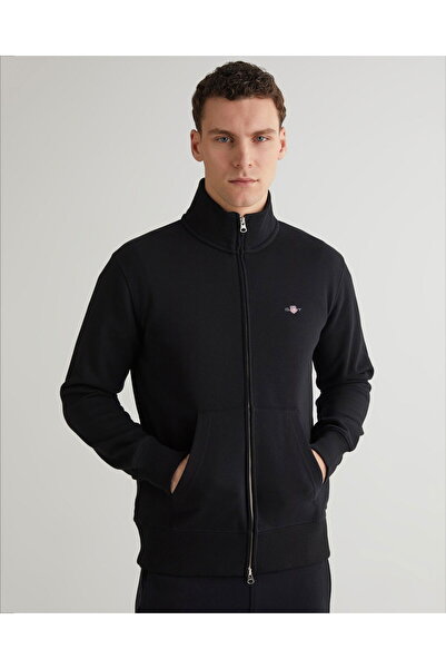Gant Erkek Siyah Regular Fit Fermuarlı Sweatshirt