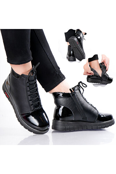 Botinelli Ghete de damă negre cu blană, din piele ecologică, Gadi, mărimea 36