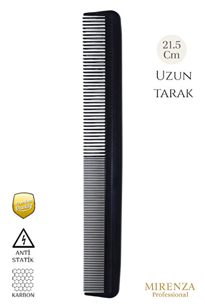 mirenza cosmetic مشط قص الشعر الاحترافي من بيربر - مشط الكربون الأسود - مشط طويل