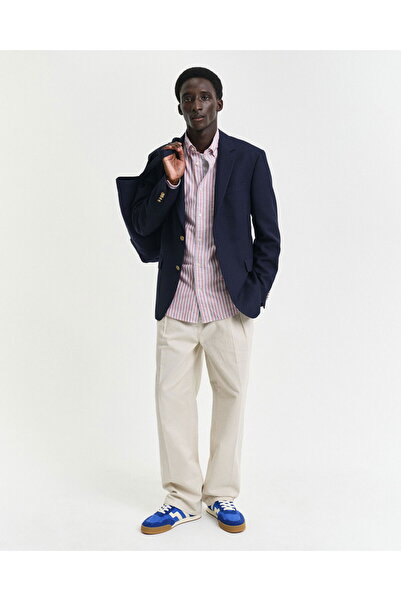 Gant Men's Red Regular Fit Button-down Collar Striped Shirt