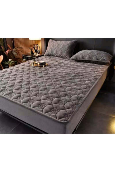 Dercasa Husă / Topper saltea cu elastic, gri închis, 160x200 cm