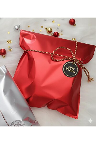 Poros Store Hediye Paketi 1 adet 40x60 Büyük Boy Kırmızı Hazır Yapışkanlı Hediye Poşeti (Kazak,sweatshirt uygun)