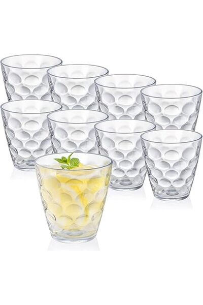 The Bros 9.5oz Unbreakable Plastic Tumblers Set of 9 Clear Reusable BPA-Free ...