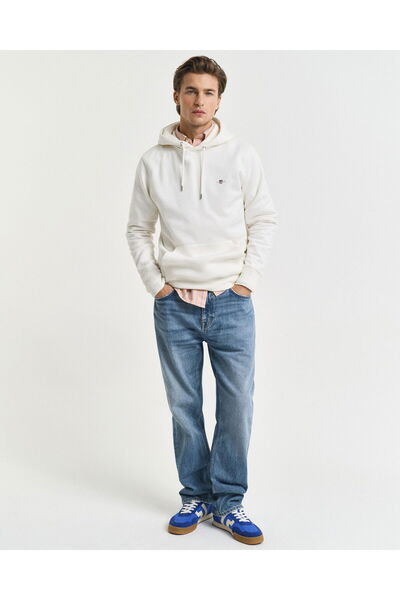 Gant Men's Cream Regular Fit Hooded Sweatshirt