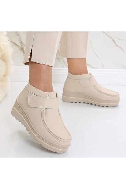 Botinelli Women's Beige Fur-lined Boots Made of Genuine Leather Tanela, 39