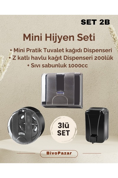 Palex 3 lü Hijyen Seti - Şeffaf Füme ( Sıvı Sabunluk+Tuvalet Kağıt Dispenseri...
