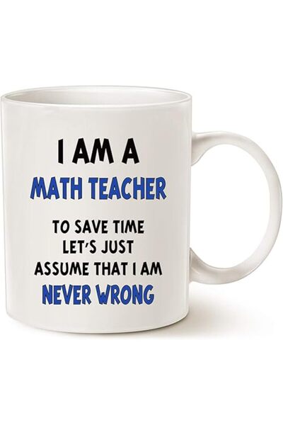 The Bros كوب قهوة مضحك لمعلم الرياضيات - ١١ أونصة من البورسلين الأبيض، هدية ع...