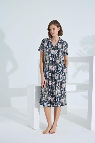 Relax Mode Kadın Yarım Kol Yakalı Penye Elbise - 45631