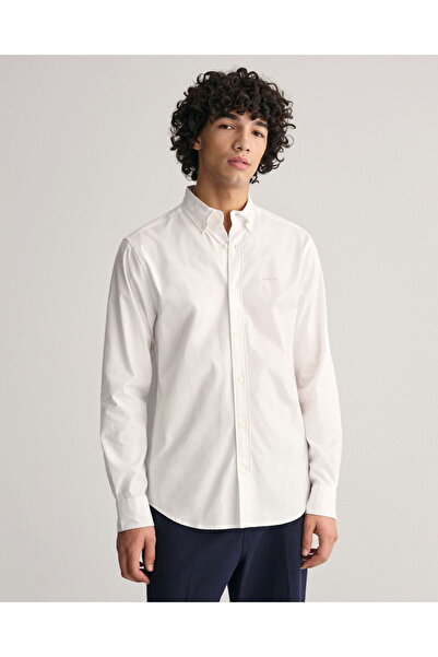 Gant Men's White Regular Fit Buttoned Collar Oxford Shirt