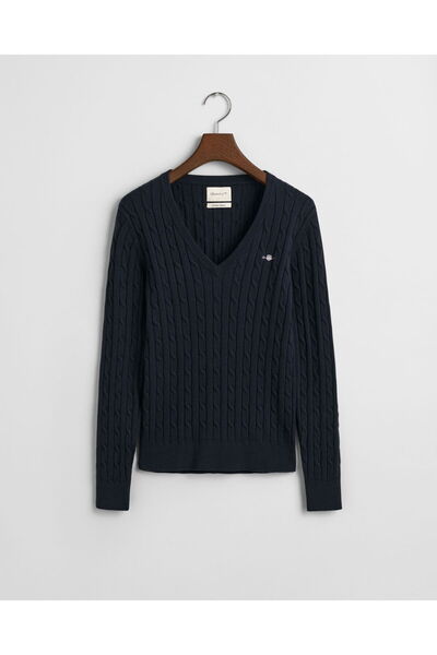Gant Kadın Lacivert V Yaka Örgü Kazak