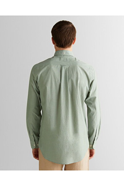 Gant Men's Green Regular Fit Buttoned Collar Poplin Shirt