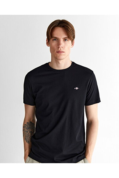 Gant Men's Black Regular Fit Crew Neck T-Shirt