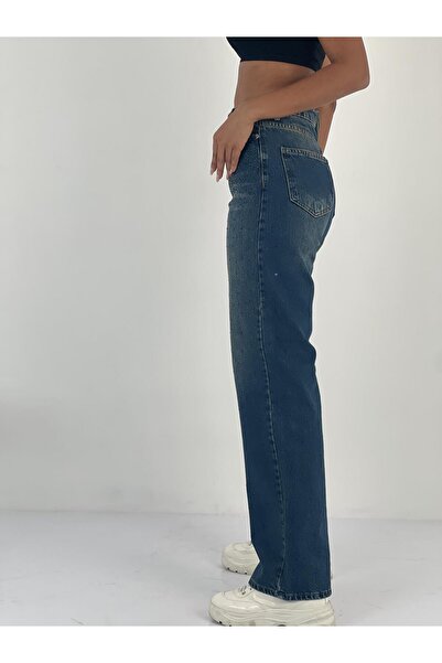 Miss Poem Women's Stone Embroidered High Waist Jean Pants