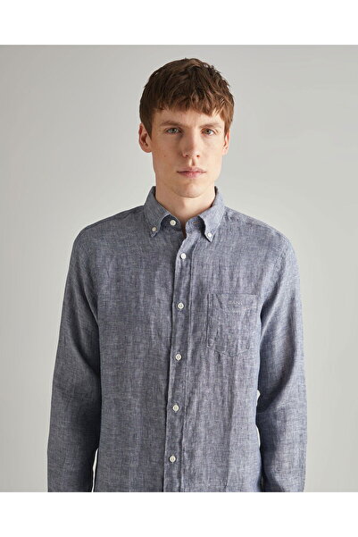 Gant Men's Navy Blue Regular Fit Linen Shirt