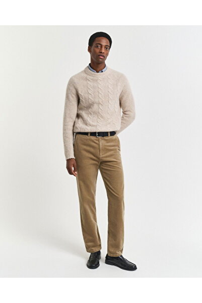 Gant Men's Beige Regular Fit Cord Chino Trousers