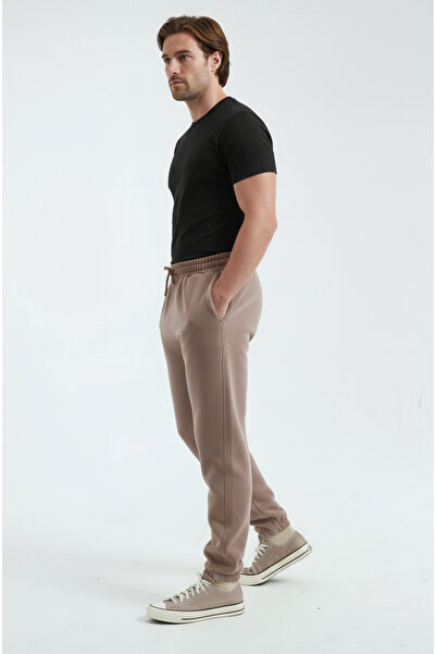 Sizce Moda Καφέ ανδρικό παντελόνι με ελαστικό πόδι, κανονικό παντελόνι από μαλακό βαμβακερό ύφασμα 3 κλωστών