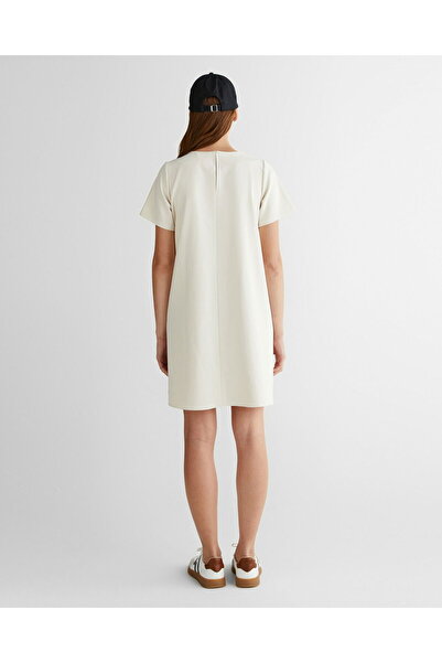 Gant Women's Cream Crew Neck Logo Dress