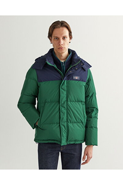 Gant Men's Green Hooded Logo Coat