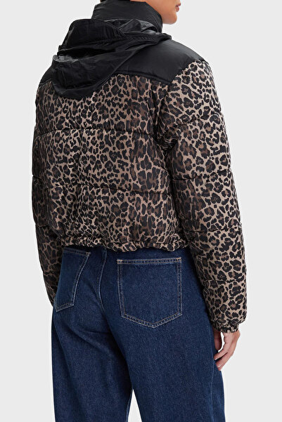 Tommy Jeans Leopar Desen Relaxed Fit Çıkarılabilir Kapüşonlu Şişme Mont MONT DW0DW21967 0HD