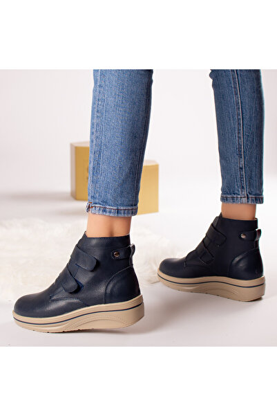 Botinelli Ghete de damă, piele naturală, bleumarin, îmblănite, 36