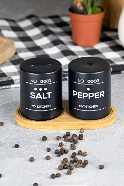 iselahome Savora Ceramic Salt and Pepper Shaker Set with Bamboo Base, Spice S...