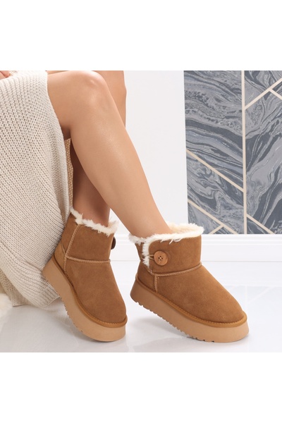 Botinelli Women's Camel Fur-lined Boots Made of Genuine Suede Leather Janina, 37