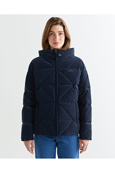 Gant Kadın Lacivert Kapüşonlu Kapitone Mont