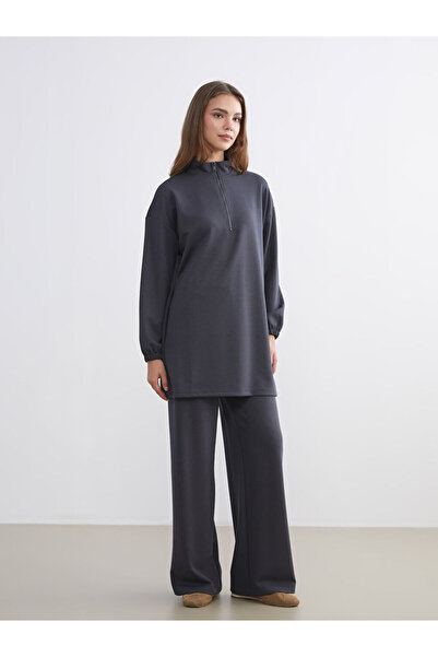 LC Waikiki Lcw Modest Anthracite Wide Leg Women's Sweatpants with Elastic Waist