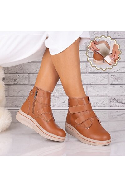 Botinelli Women's Fur-lined Camel Boots Made of Genuine Leather aida, 39