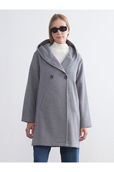 LC Waikiki Kapüşonlu Kadın Kaşe Kaban