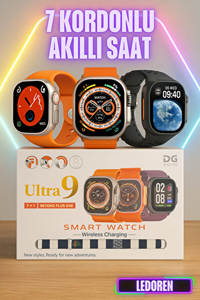 L'eDoren Watch Ultra 7 Kordonlu Koruma Kılıfı 49mm Watch 9 Ultra Akıllı Saat ...