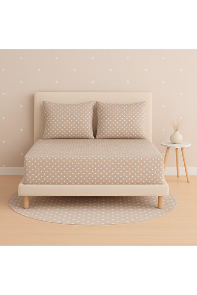 Ezgi ملاءة مطاطية مزدوجة منقوشة بنقاط البولكا دوت وغطاءين للوسائد