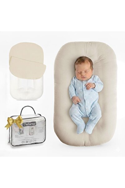 Kardett Coșuleț pentru pernă pentru bebeluși crem 85x55 cm, pat portabil din bumbac 100%, husă lavabilă