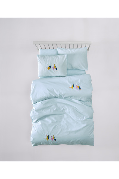 SHome طقم غطاء لحاف للأطفال مصنوع من القطن بنسبة 100% مطرز يدويًا - رانفورس، ...