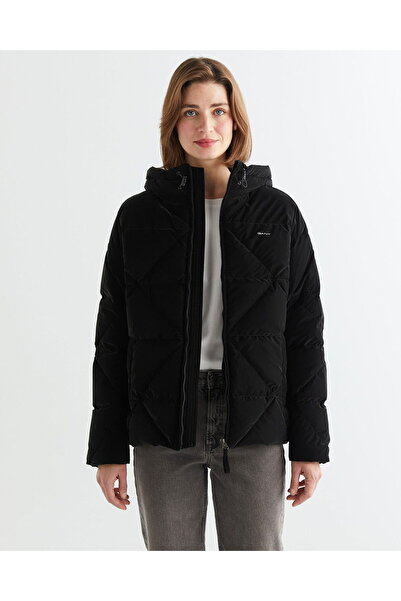 Gant Kadın Siyah Kapüşonlu Kapitone Mont