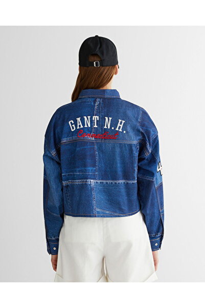 Gant Women's Blue Classic Collar Logo Denim Jacket