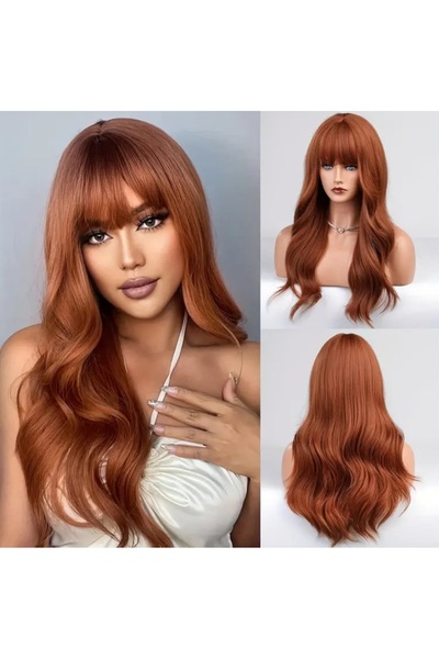 aura peruk Özel vip koyu bakır geniş dalgalı modelimiz