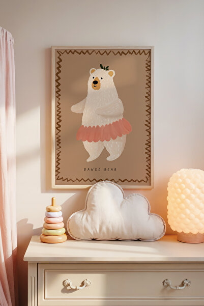 Posteria Tekli Doğal Ahşap Çerçeveli ,Balerin Ayı ,Tablo Çocuk Odası Dekoru, ...