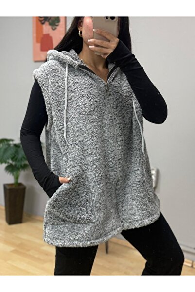 TUA MODA Tua Moda Women's Hooded and Zipper Detail Welsoft Sleeveless Vest