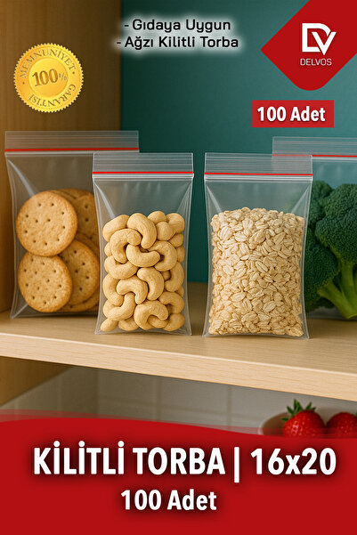 naft 16x20cm 100'lü Buzdolabı Kilitli Torba Poşet Dondurucu İkramlık Çerez Davet Kına Hediyelik Poşeti