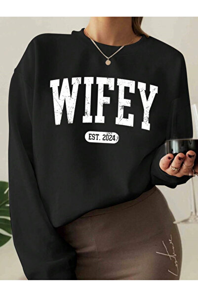 YUVEST Hanorac negru Blackrock unisex supradimensionat WİFEY B cu imprimeu B ...