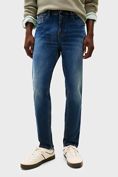 Tommy Jeans Pamuklu Slim Fit Normal Bel Dar Paça Jeans Erkek KOT PANTOLON DM0...