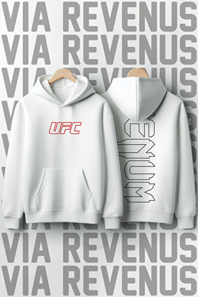 Vordevia Hanorac UFC față și spate cu imprimeu 3 Thread Ş cu căptușeală din fleece K cu glugă