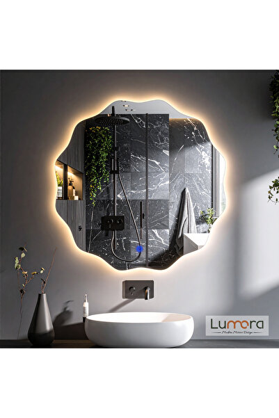lumora mirror design Cirelia Günışığı Led'li Lazer Kumlamalı Lavabo & Banyo A...