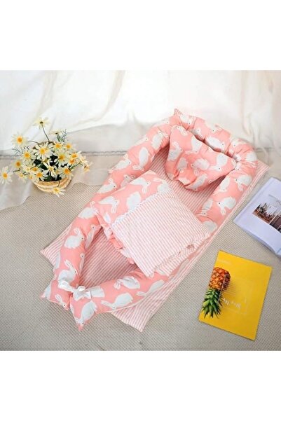 Kardett Pătuț portabil pentru bebeluși model Pink Bunny - cu pernă și pătură,...